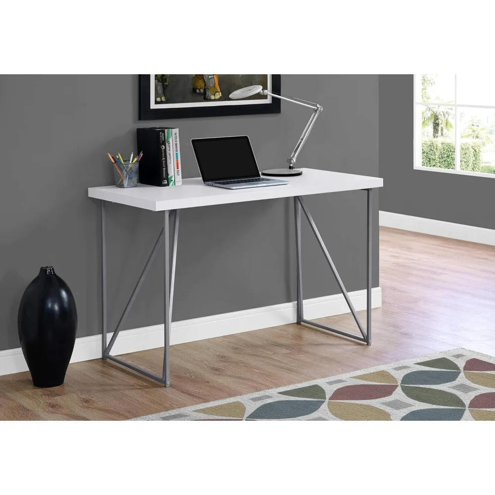 

Laptop desk modern style home and office computer desk metal legs, 48 liters, white