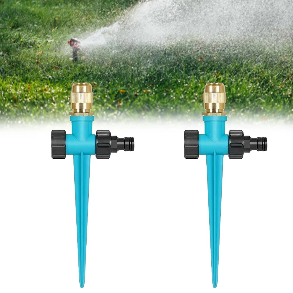 2pcs 360 Degree Automatic Garden Sprinklers with Metal Body and Adjustable Brass Nozzle for Consistent Lawn and Yard Watering