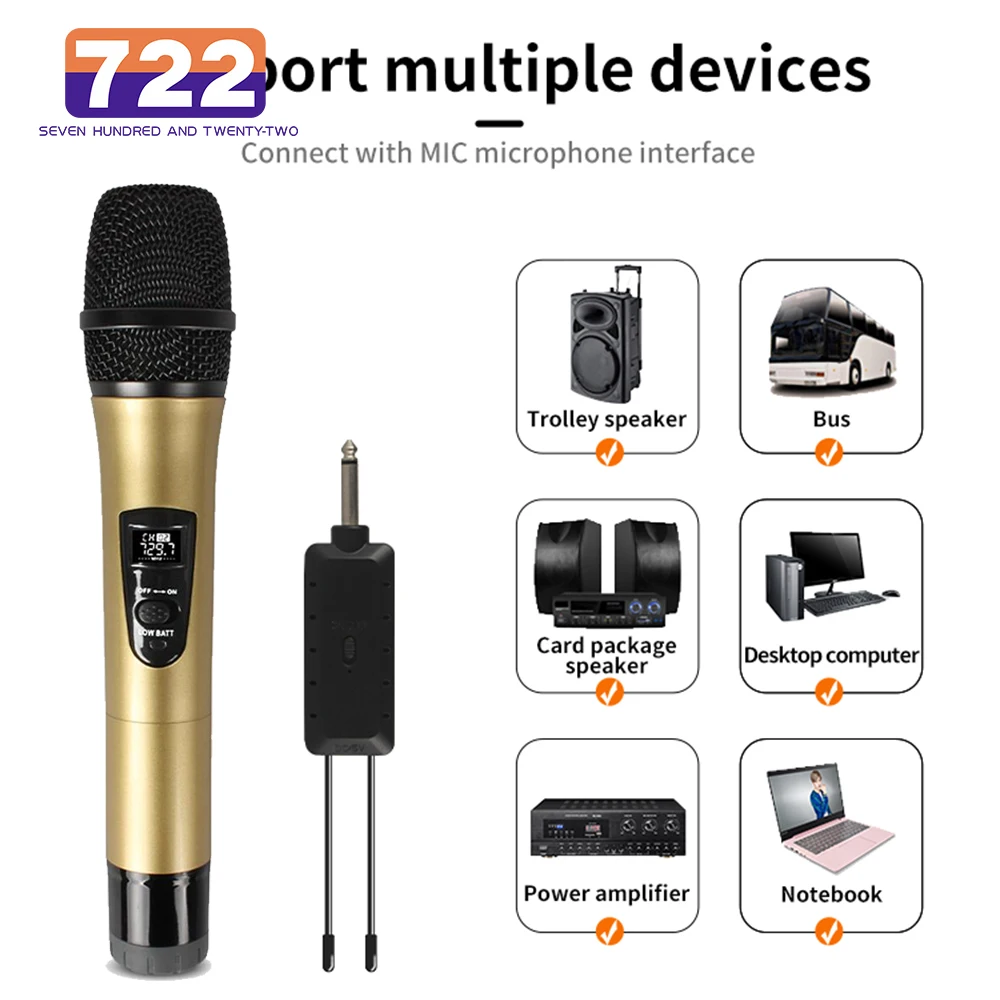 Wireless Microphone Professional Cardioid Directional Microphone Plug And Play Mic For Karaoke Meeting 50 Meters Sing Song KTV