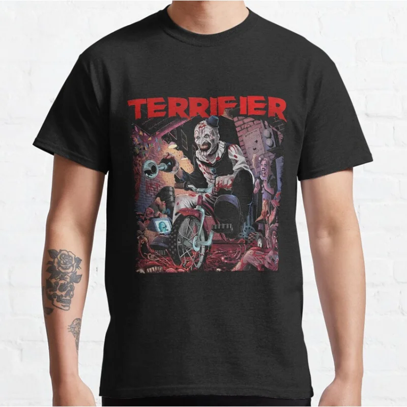 

0528 Retro Horror movie Art the clown killer Terrifierscary halloween Gift t shirt Scream film Graphic clothes All size tops