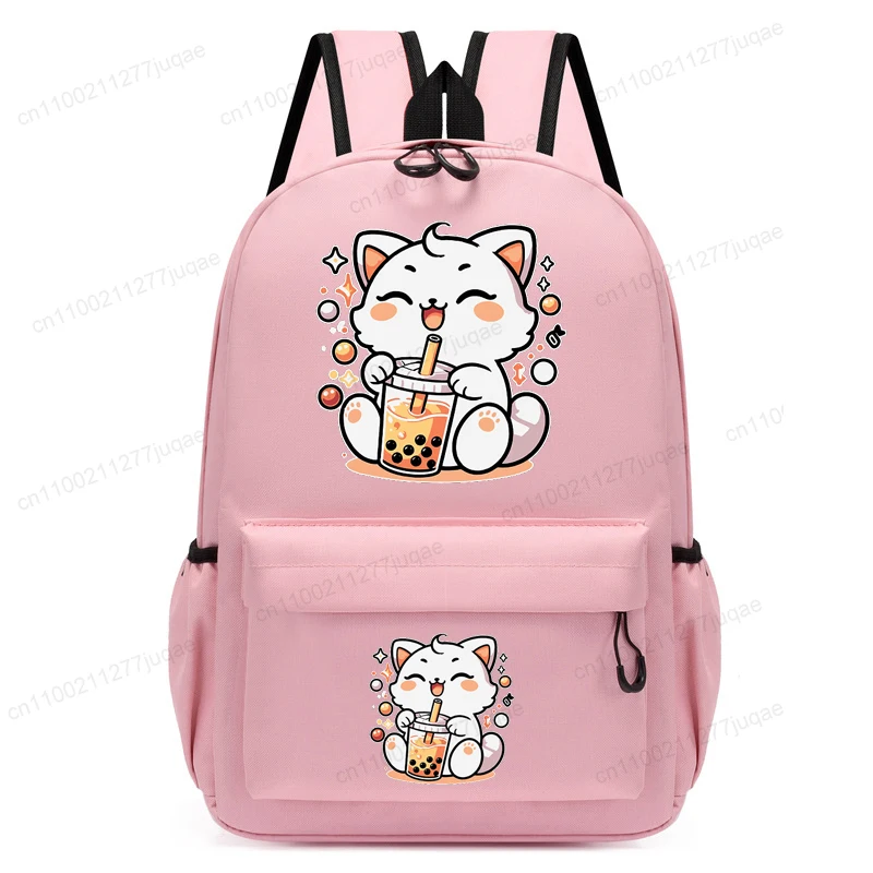 Mochila Escolar Infantil Anime Kawaii com Tema de Chá de Bolhas, Mochila para Jardim de Infância, Mochila para Crianças, Mochila de Viagem para Crianças Pequenas