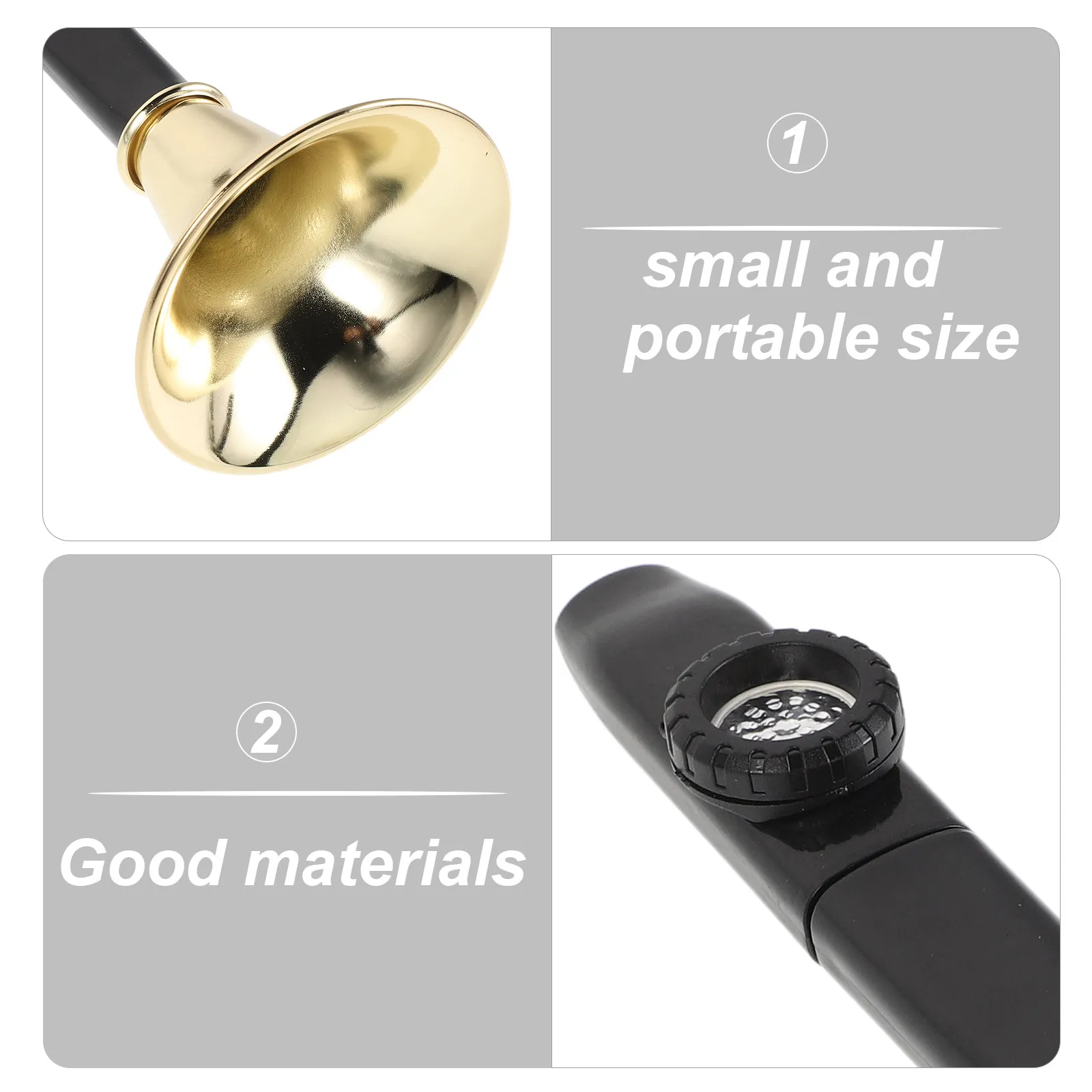 Kazoo Instrument Musical Portable 1 set Guitar Ukulele Adults Halloween Christmas New Year Metal Trumpet Black Mini