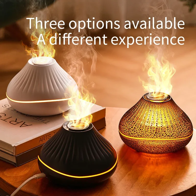 In stock 160ml Volcano Flame Humidifier Led Color Flame Effect Ultrasonic Volcanic Electric Oil Aroma Diffuser For Home Office