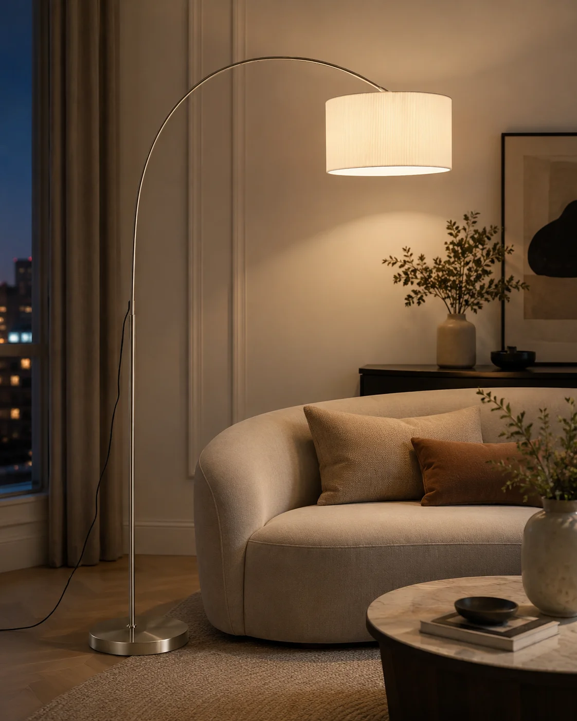 Floor Lamp for Living Room,Bulb Included, Modern Floor Lamps Simple Design with Linen Shade, Tall Standing Lamp for Bedroom