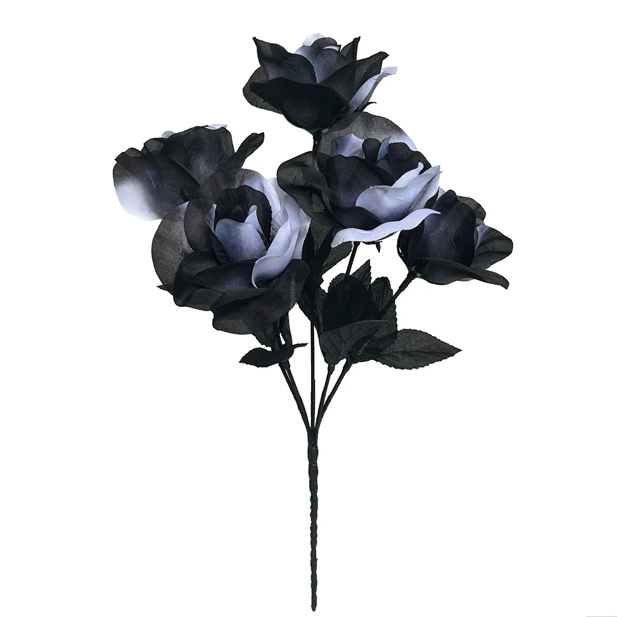 Ramo de rosas blancas y negras para Halloween, arreglo floral de simulación de rosas góticas, accesorios de fotografía decorativos, nuevo producto