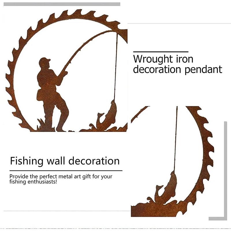 金属製の壁の装飾,創造的な釣りのデザイン,工芸品のペンダント,庭の装飾,父の日の贈り物