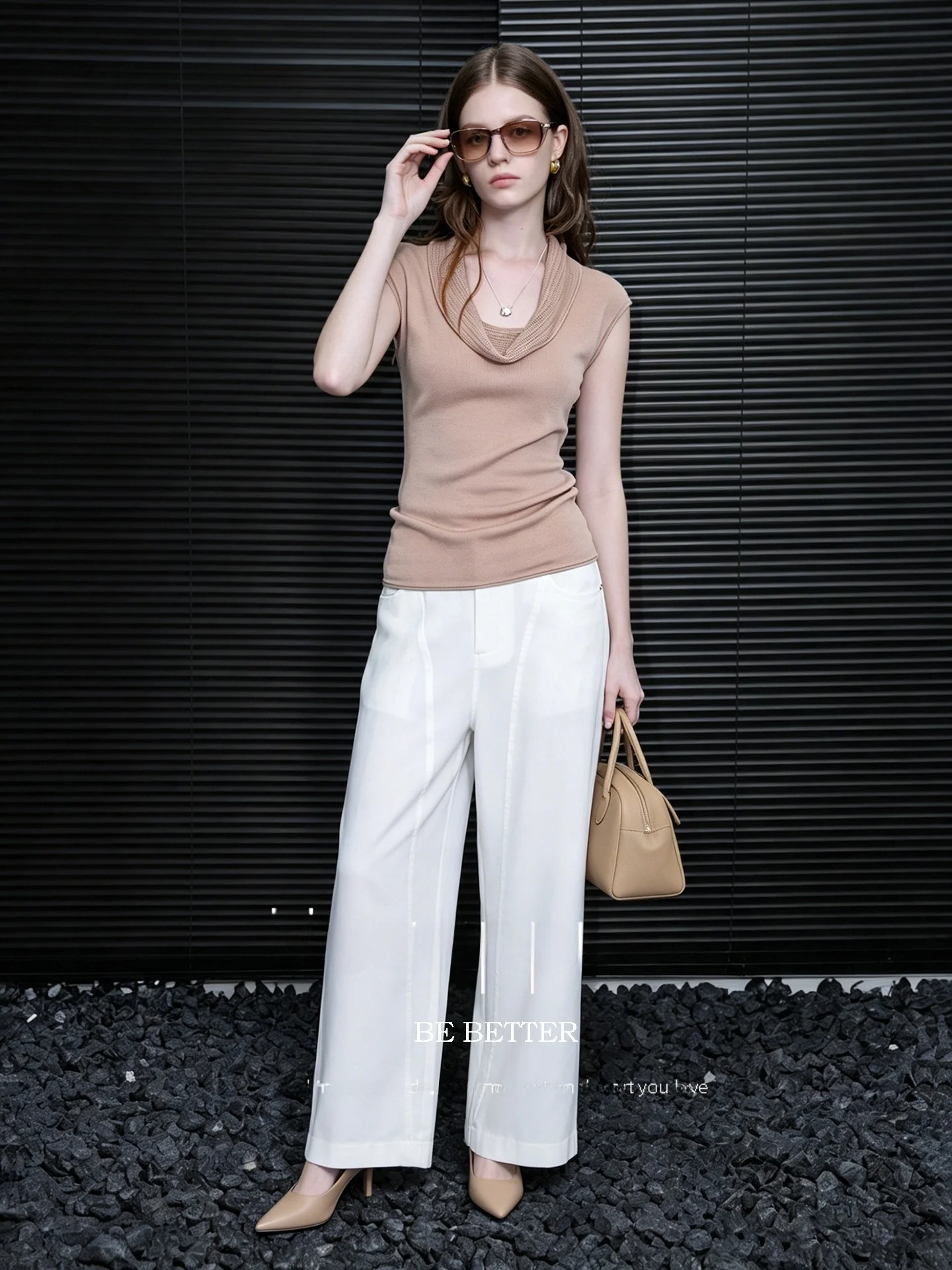 Huaappuw Summer New Style U-neck T-shirt Knitted Sleeveless Hollow out Design Casual Wear for Women Standard Fit Tour And Com...