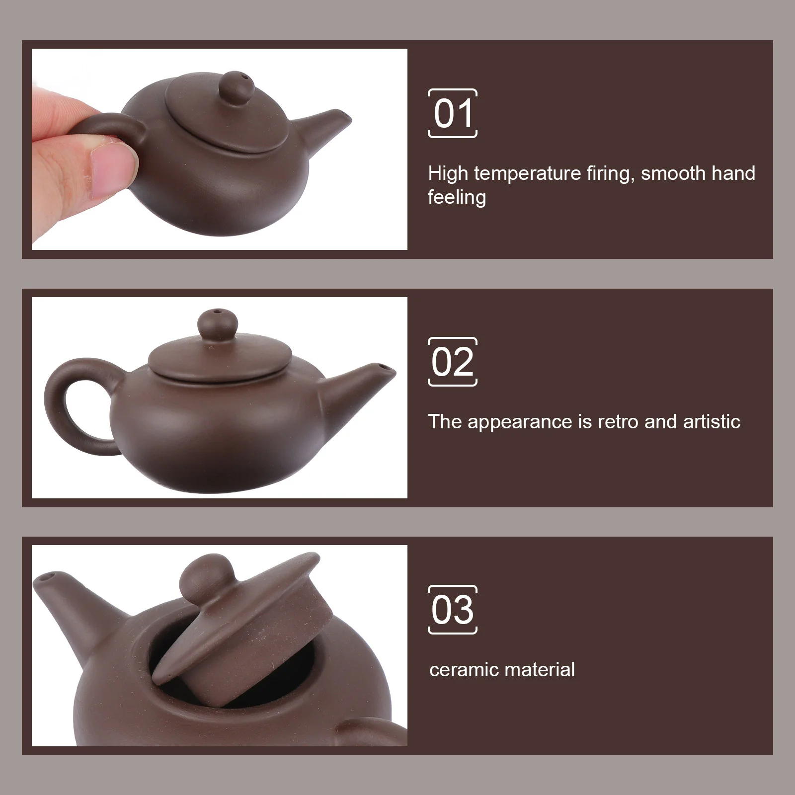 

1Pcs Mini Ceramic Tea Pot Retro Handmade Heat Resistant Smooth Texture for Office Tea Time Ornament