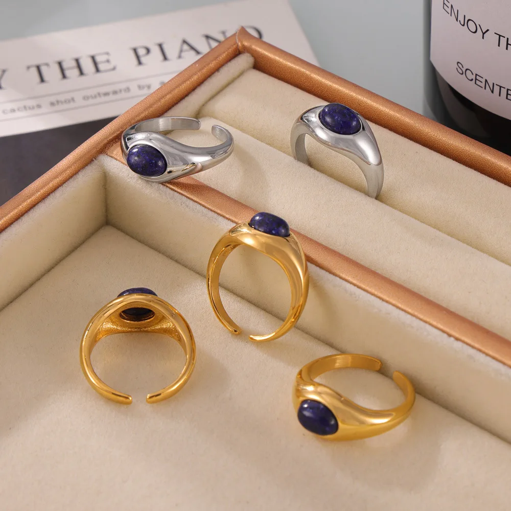 여성용 반지 천연석이 박힌 심플하고 틈새시장을 형성하는 디자인 스테인레스 스틸 패셔너블하고 다재다능한 주얼리 액세서리