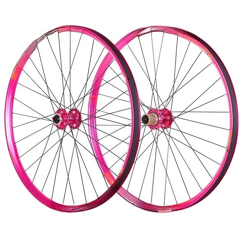 26/27.5/29 Inch Six-Hole Disc Brake 32-Hole Pink Rim Aluminum Alloy Mountain Bike Wheel