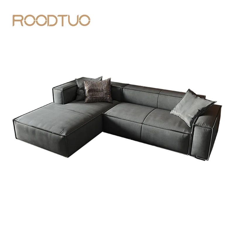 Italian Minimalist Technology Cloth Corner Sofa L Shaped Upholstered Sectional Sofa Couch With Chaise Lounge FurnitureTatami