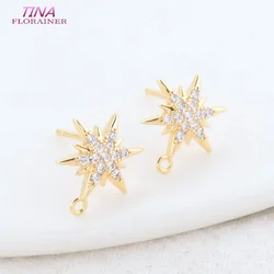 10*13MM 14K Gold Color Brass with Zircon Star Shape Stud Earrings Pins Jewelry Making Supplies Diy Findings Accessories