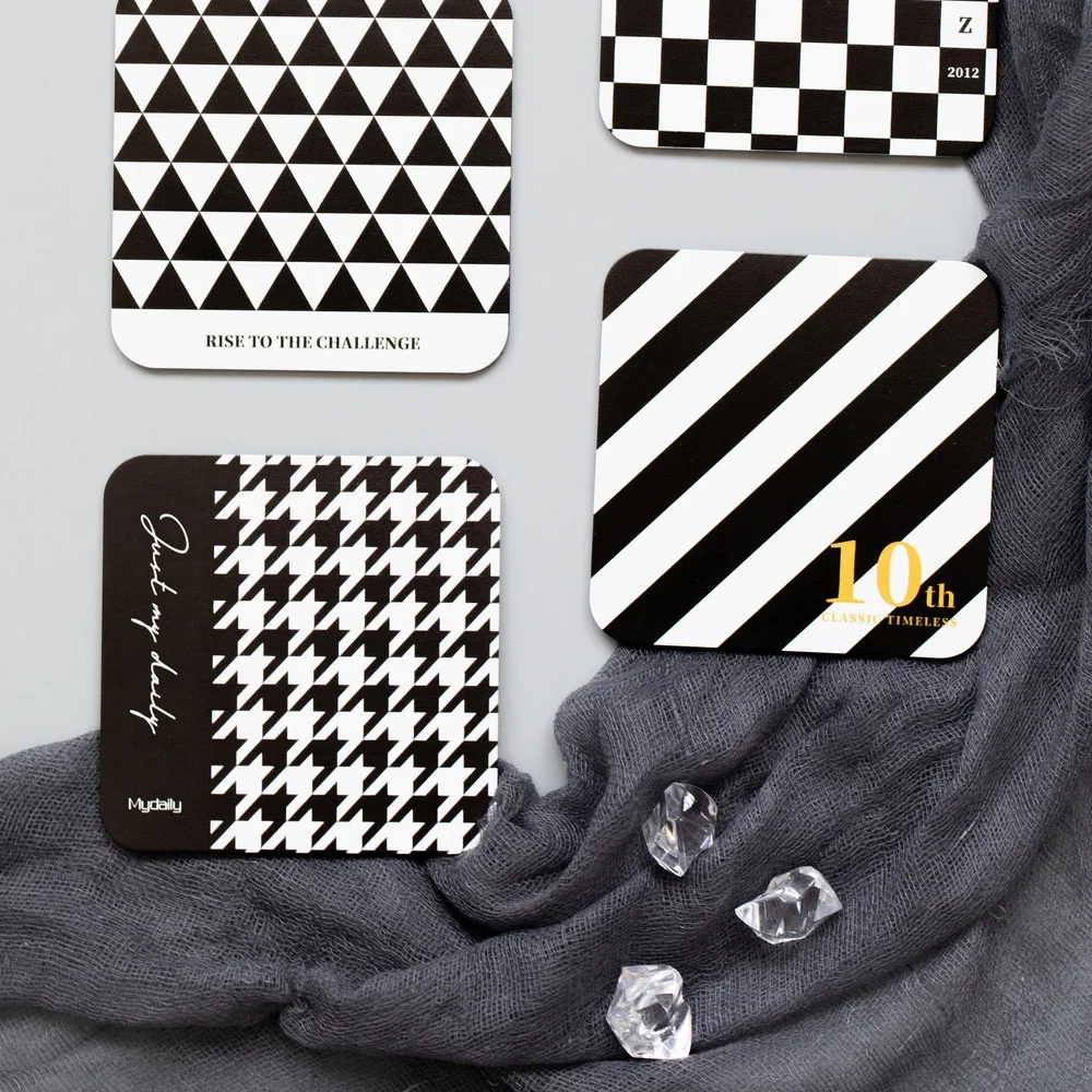 

Black and White Stainless Steel Coasters Creative Square Heat Insulation Waterproof Mat Simple Home Kitchen Easy To Clean Mats