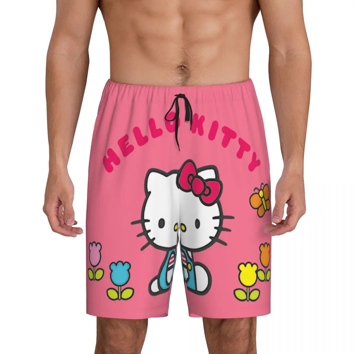 

Custom Printed Hello Kitty Cartoon Anime Pajama Shorts Men Sleepwear Bottoms Sleep Short Pjs with Pockets