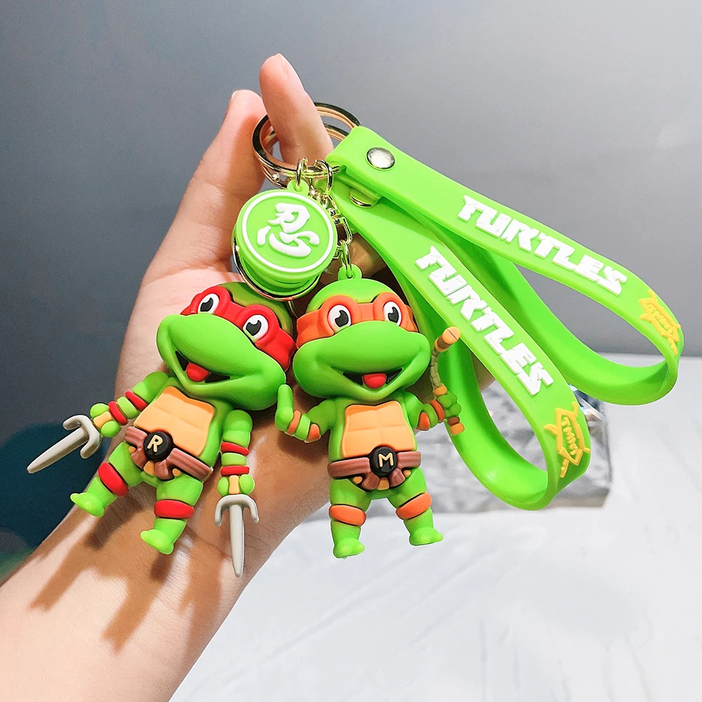 Anime Ninja Turtle Figure Keychain Teenage Mutant Ninja Turtles Raphael Donatello Doll Keyring Car Key Bag Ornament Gift