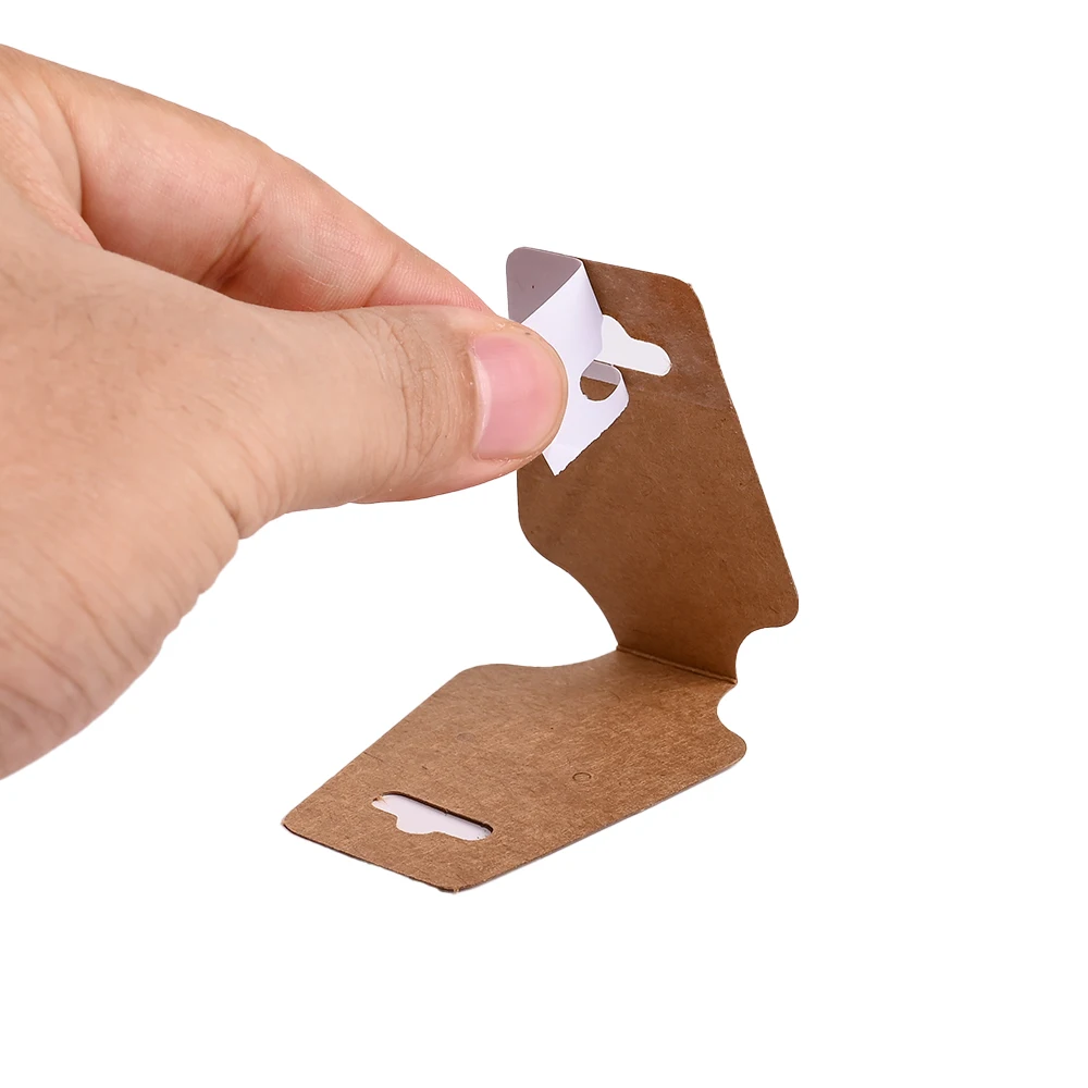 50 Stück braune Kraftpapier- und schwarz-weiße Schmuck-Faltkarten, selbstklebende Schmuckverpackungskarten mit der Aufschrift „Handmade with Love“ – Detail 2