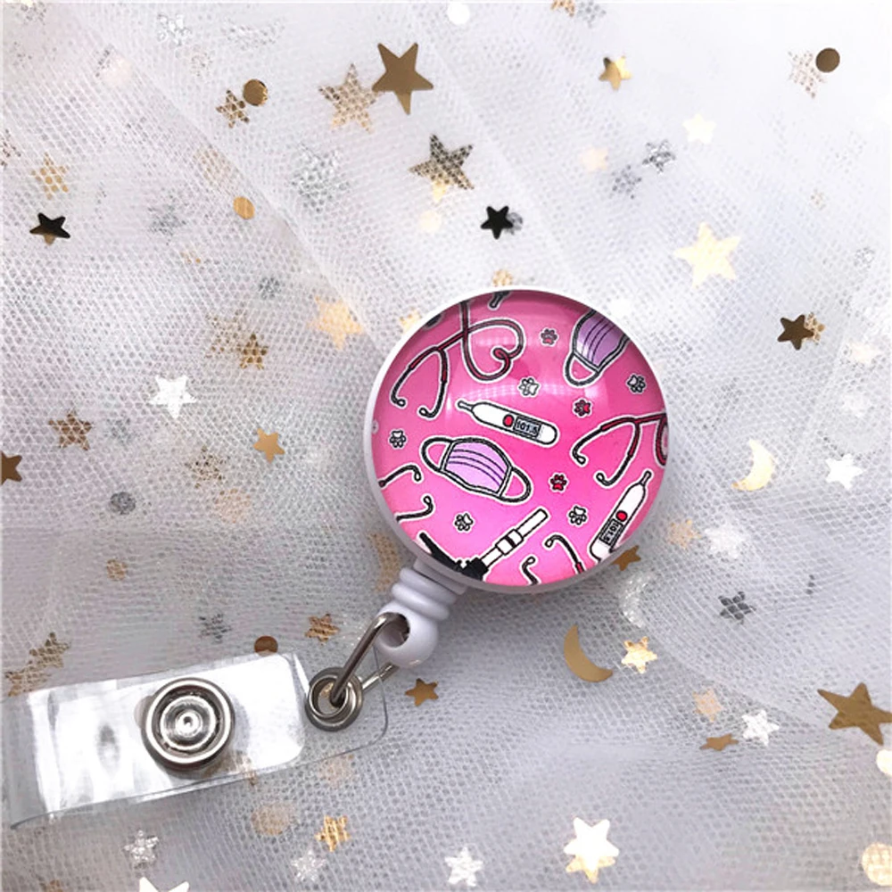 Office Supplies Cute ID Card Cartoon Medicine Badge Holder Nurse Doctor Name Card Holder Retractable Badge Reel