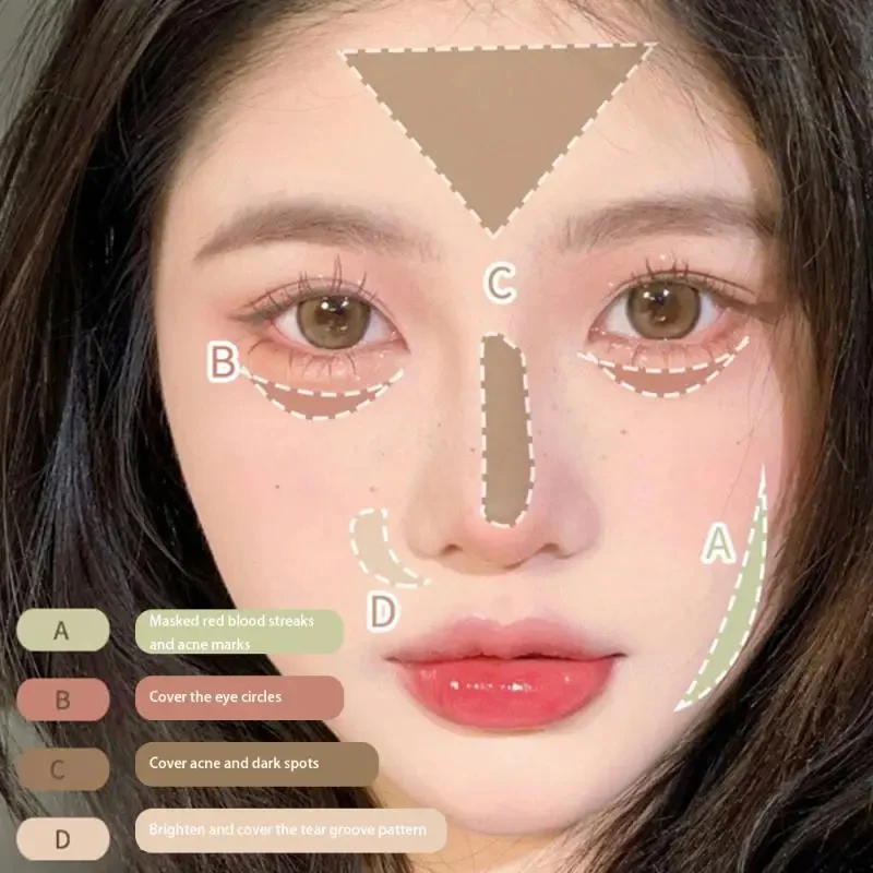 Palette anti-cernes multicolore, hydrate et éclaircit la peau terne, couvre les taches, l'acné, les cernes, les contours avec crème de fond de teint