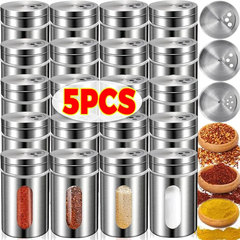 Tarro de condimentos de acero inoxidable giratorio, 3 agujeros, salero, pimienta en polvo, botellas de especias, contenedor de condimentos, herramientas de cocina para el hogar