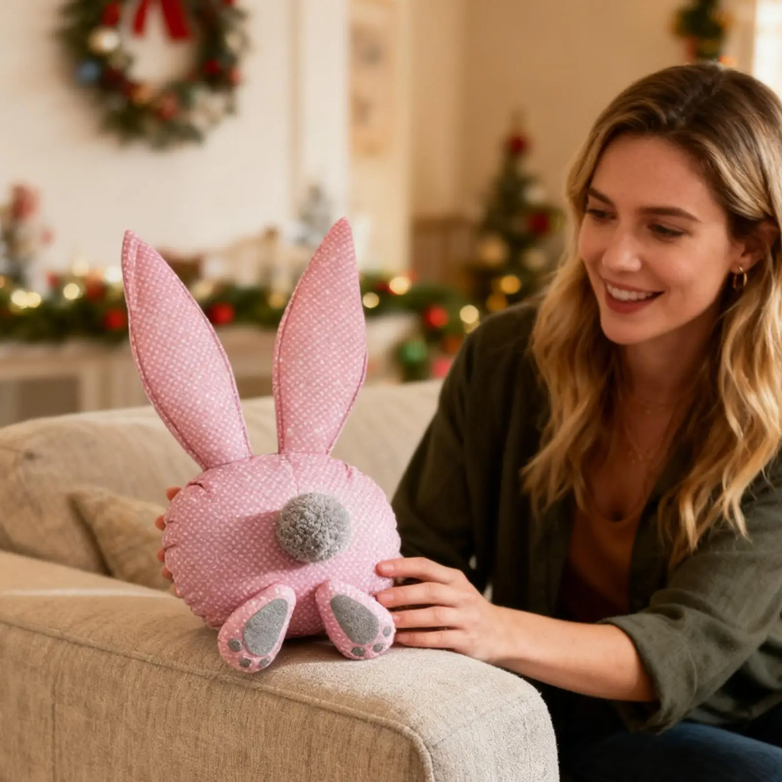 

Easter Plush Compact Gentle Hugging Doll Stuffed Bunny Plush For Family Friends Women Kids Boy Girl Birthday Home Indoor Room