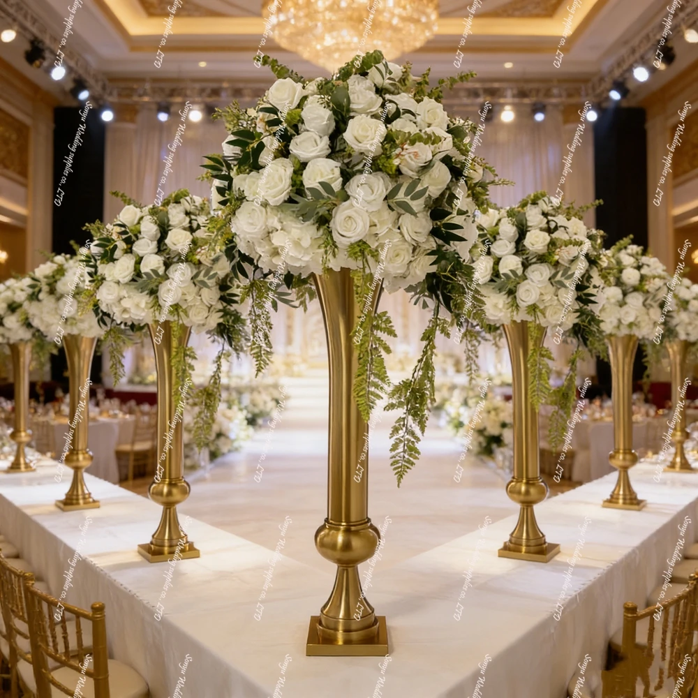 

4-14pcs 100cmTall and large Metal Flower Stand Table Centerpiece Gold Pedestal flower Plinth for Wedding Events Decoration