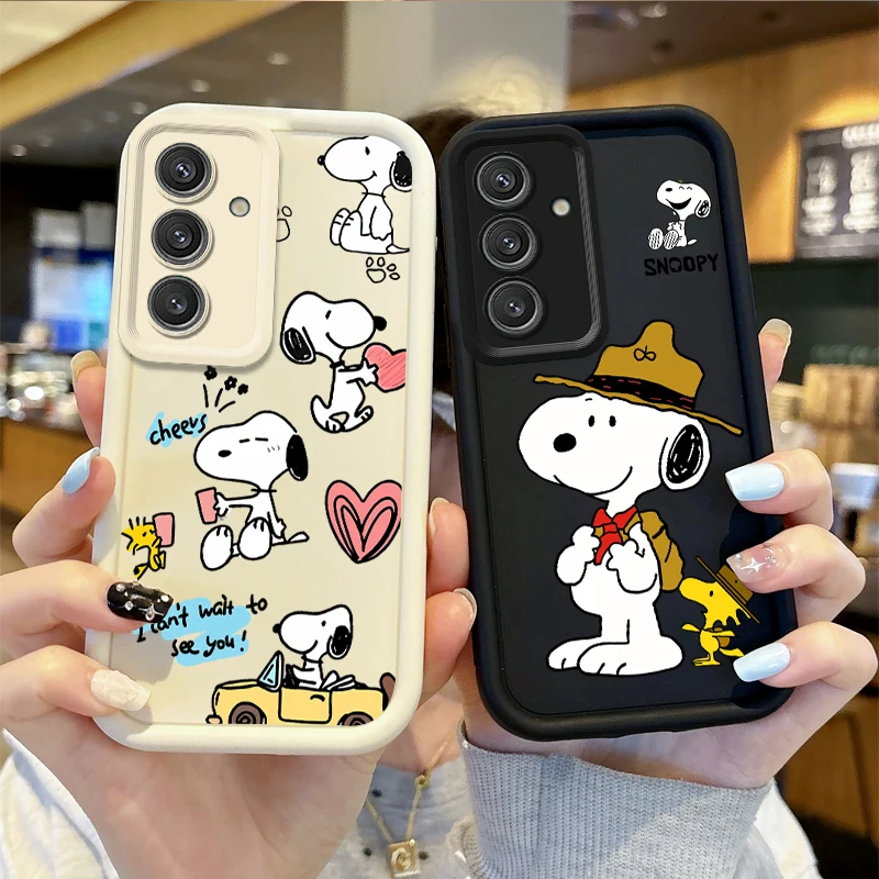 Cute Snoopy Cartoon Phone Case For Samsung Galaxy A35 A34 A33 A32 5G A31 A30 A24 A23 A22 A16 A12 A06 A03 M55 Soft Silicone Cover