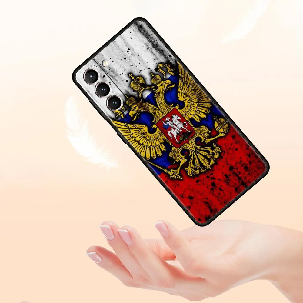 Phone Case For Samsung Galaxy S23 S22 Ultra S20 S21 FE 5G S10 S9 Plus S10E S8 Note 20 Black Cover Russia Russian Flags Emblem