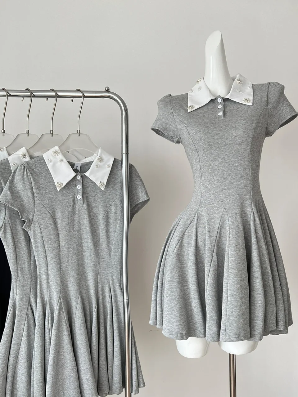 Rétro lourd Du strass Ne ort Sve Dr femmes été pur désir taille cintré minceur t-shirt style décontracté Dr