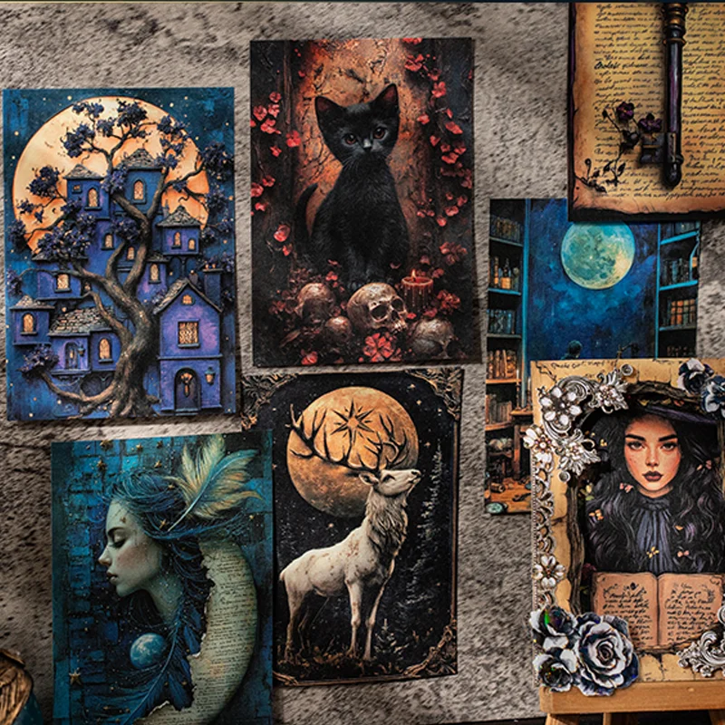 ورق مادة شخصية الهالوين من Mr. Paper 50 ورقة/عبوة من سلسلة الكتب السحرية الساحرة المواد السحرية هدية عيد الهالوين العائلية