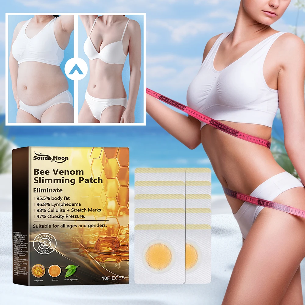 10Pcs Honeybee Venom Drainage Patches Long Lasting Belly Slimming Patch Body Shaping Lose Weight Detox Sticker for Female Male