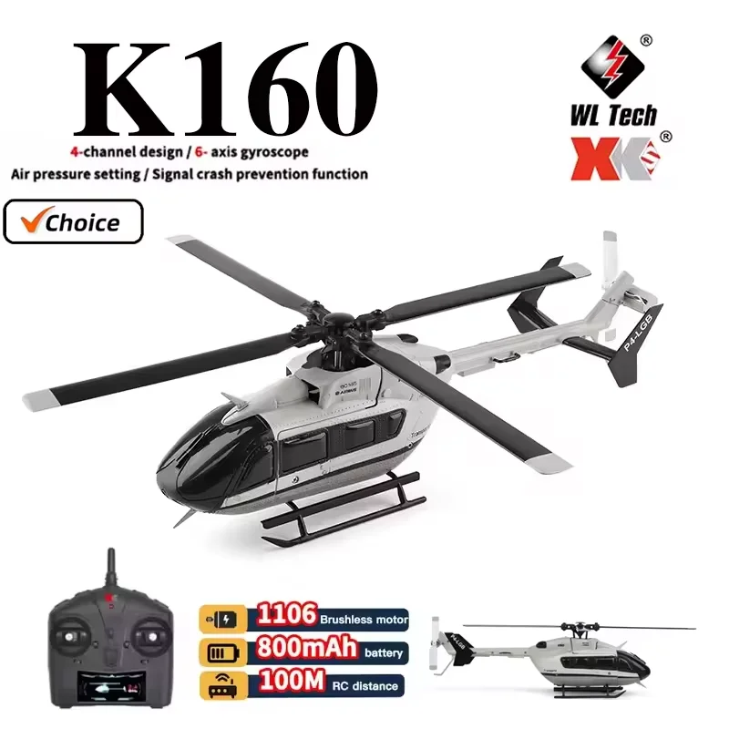 

WLtoys K160 RC EC-145 Helicopter Four-Way Brushless Height Holding Remote Control Toys Gifts For Indoor Outdoor Flying Hobbyists