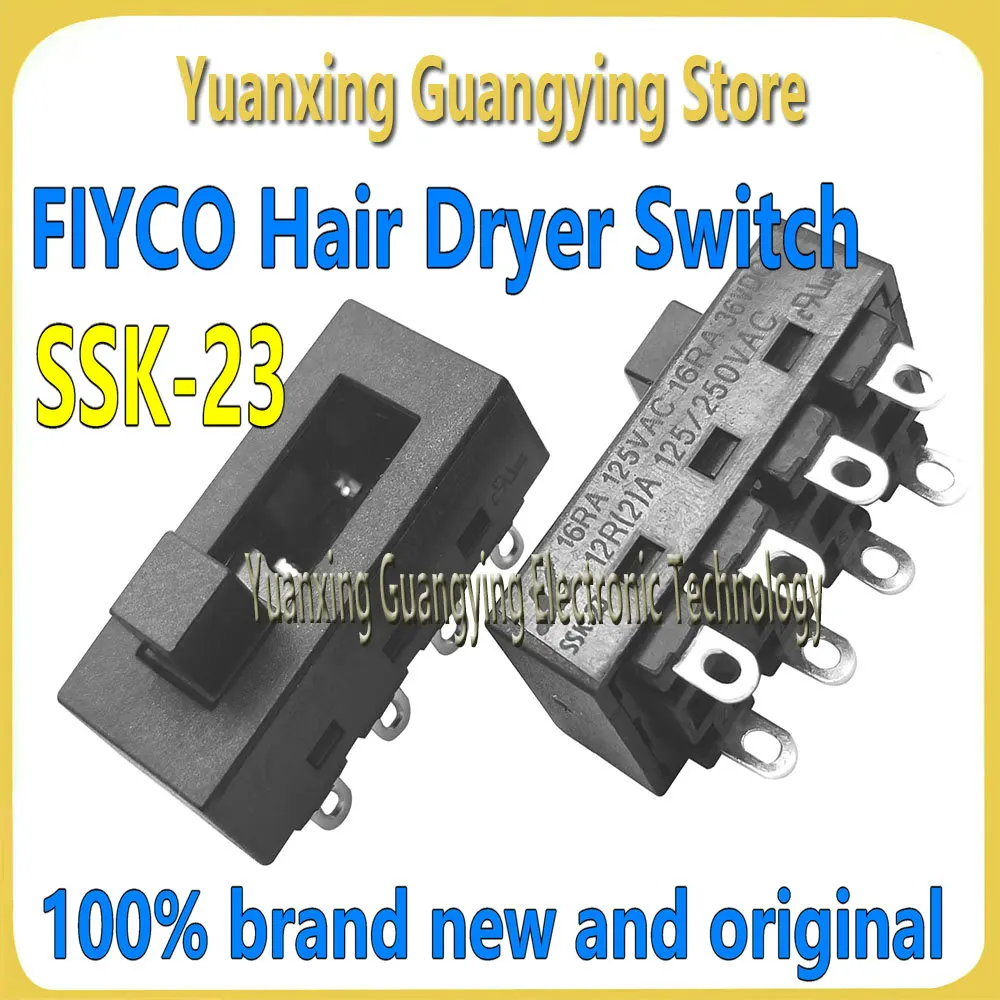(1 Piece) SSK-23 Feike Hair Dryer Switch 8 Pin 3 Speed Toggle Switch Slide Hair Dryer Switch 100% Brand New & Original