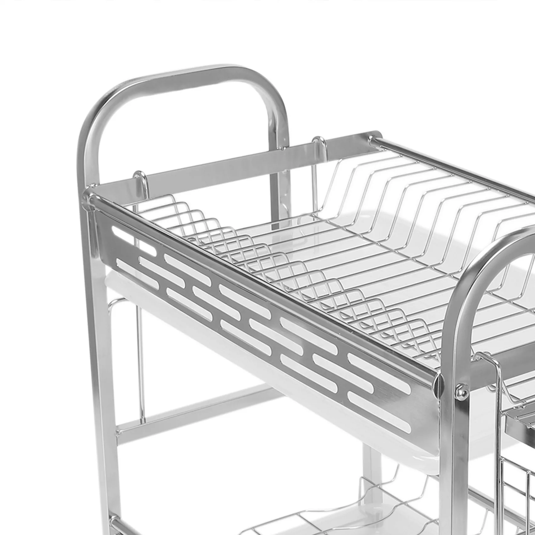 2-Tier Stainless Steel Dish Drying Rack with Drip Tray Space-Saving Plate & Cup Drainer Rustproof Kitchen Organizer