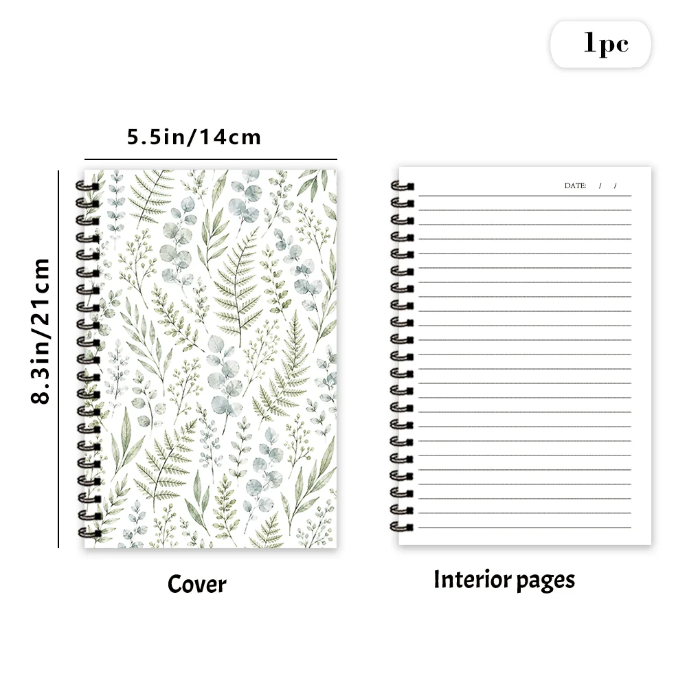 Watercolor Eucalyptus Leaf Notebook 1pc,Blank Lined Pages,Ideal Gift for Note-Taking,Inspiring for Everyone,Perfect for Students