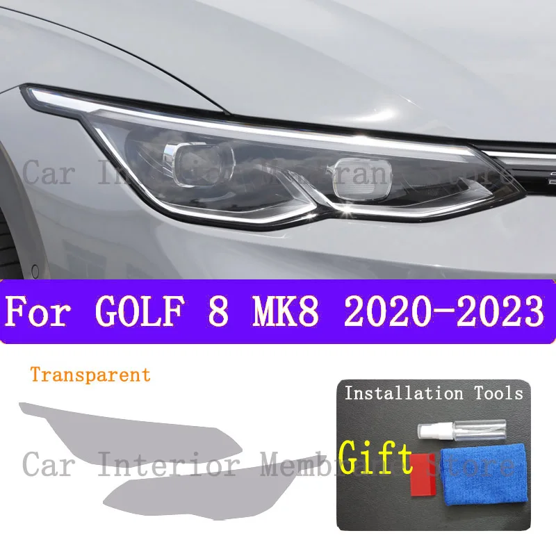 

For GOLF 8 MK8 2020 - 2023 TPU Car Exterior Headlights Anti-Scratch Protective Film Headlamps Repair Sticker Accessories Refit