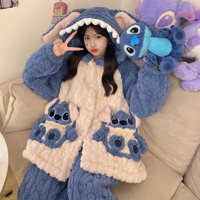 

Sanrio Kawaii утолщенный комплект одежды для сна из кораллового флиса, одинаковая домашняя одежда, осенне-зимние пижамы, мягкая хлопковая ночная рубашка с героями мультфильмов