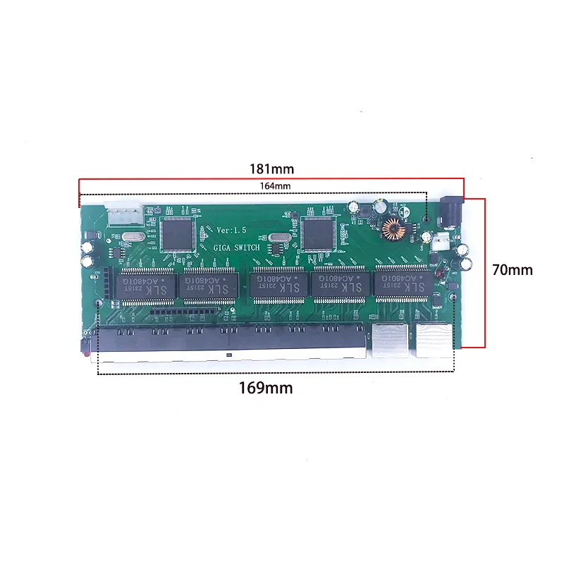 Módulo de interruptor industrial de 10 puertos no gestionados, protección contra rayos, antiestática, 4KV, 10/100/1000mbps, 5V-15V, 9V-48V, 9V-95V