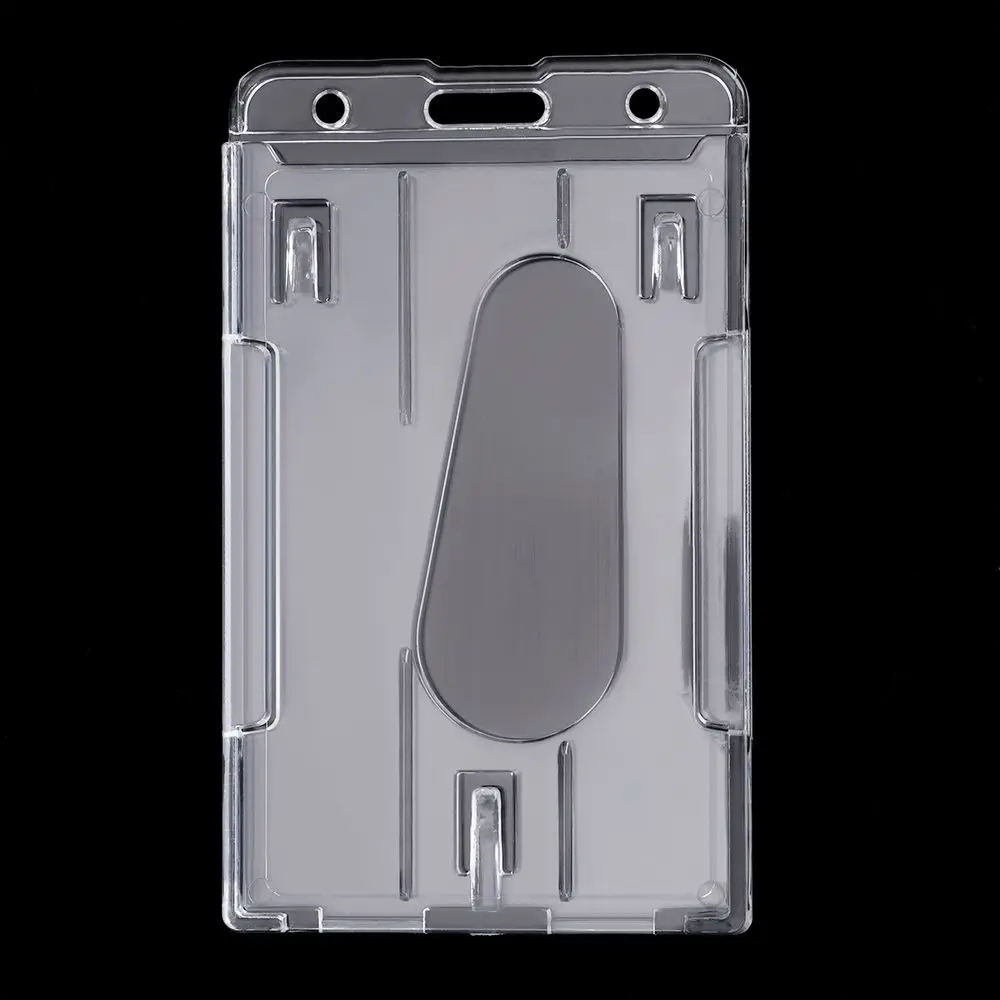 10x6cm Vertical Plastic Badge Holder Clear Double Card ID case Transparent