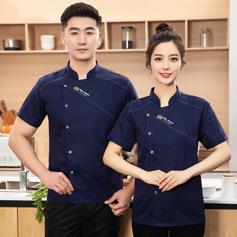 Summer Men Professional Kitchen Outfit Hotel Cooking Uniform Restaurant Catering Chef Jacket Coffee Shop Bakery Working Clothes