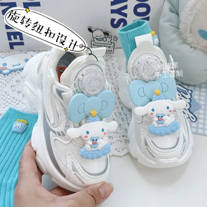 MINISO Cinnamoroll Anime Kawaii Ins شبكة سطح تنفس أحذية لطيف الكرتون أحذية رياضية كاجوال جميلة Ins هدايا للأطفال