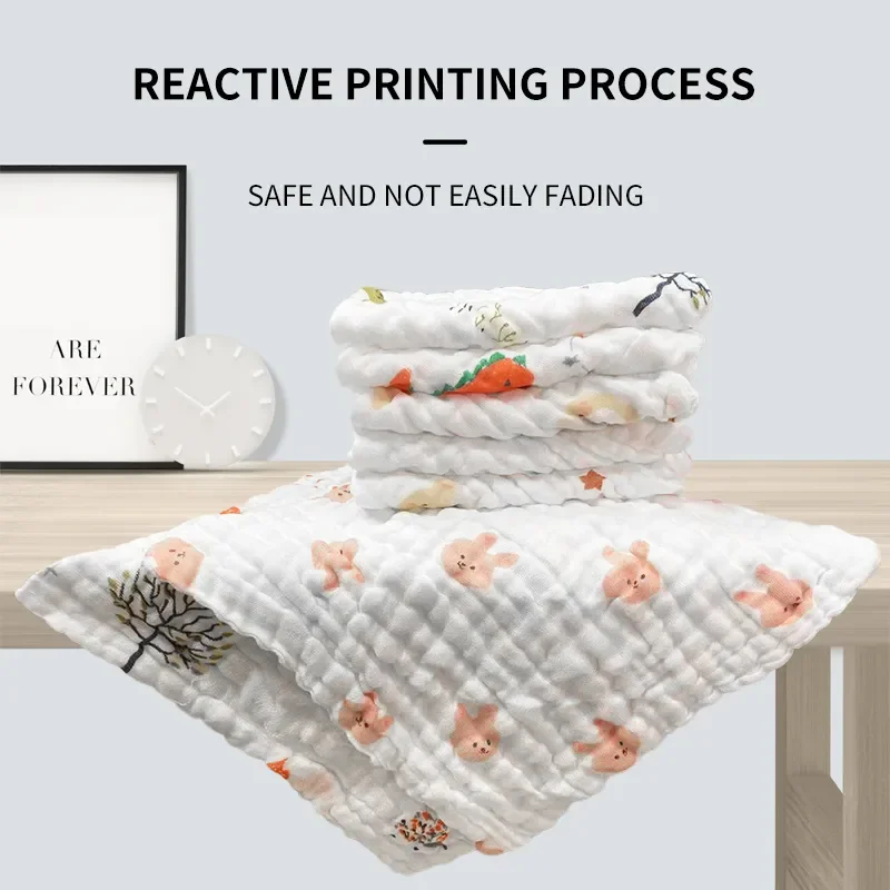 5pcs/lot Muslin 6 Layers Cotton Soft Baby Towels Baby Face Towel Handkerchief Bathing Feeding Face Washcloth Wipe Burp Cloth