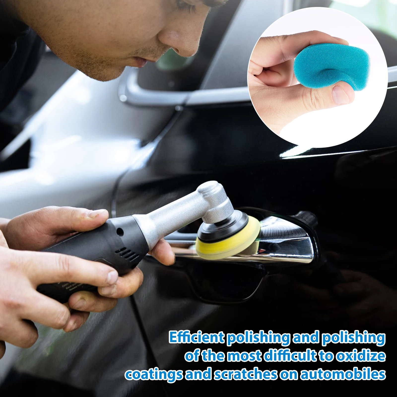 21Pcs Mini Car Polishing Sponge Pad 1.5 Inch Sponge Wool Microfiber Waxing Buffing Pads Car Detail Polishing Removes Scratches