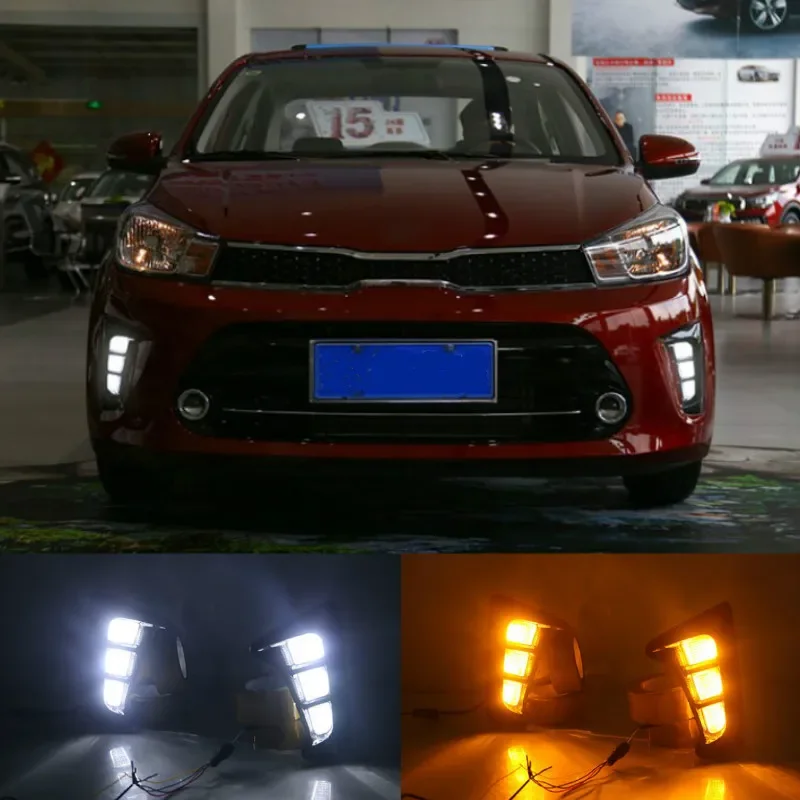 2PCS For KIA PEGAS 2018 2019 LED DRL Daytime Running Lights Daylight Fog Lamp Decoration Signal Lamp