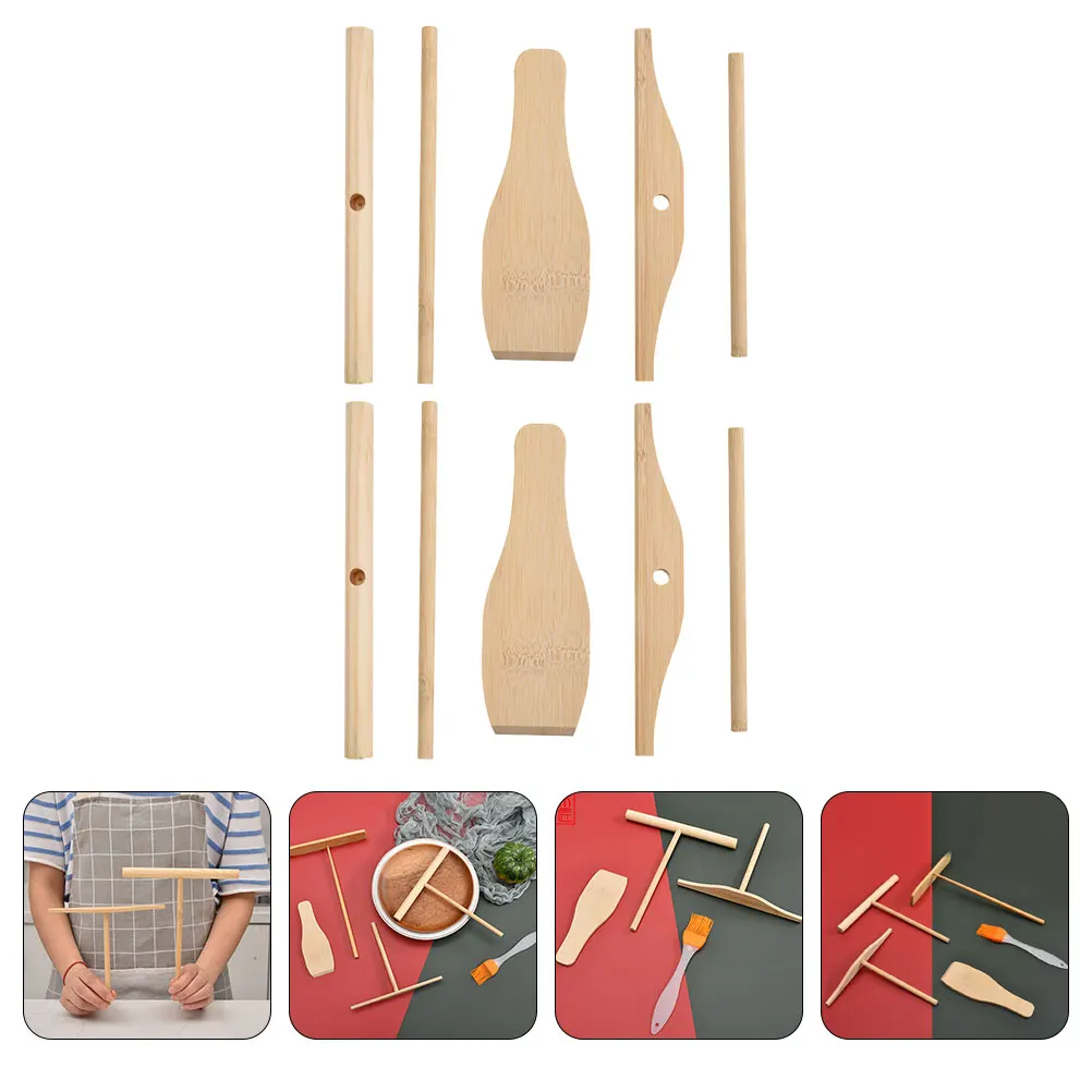 

Bamboo Pancake 2 Sets Crepe Spatula Pie Scraper Simple Structure Easy Use Home Restaurant Kitchen Tools