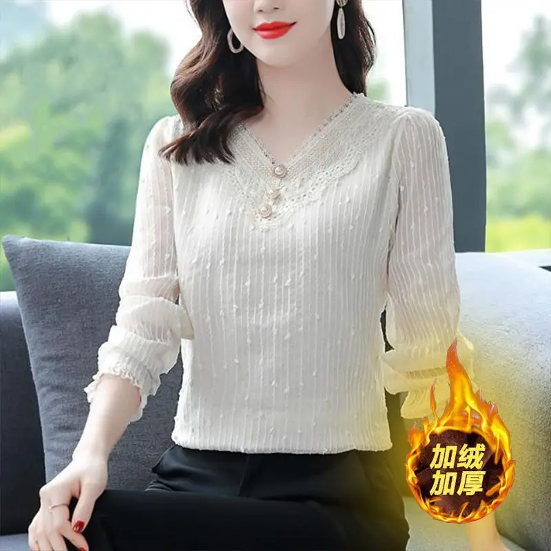 High End Base Shirt Women's New Style Temperament Age Reducing Versatile Loose Shirt Thin and Stylish Inner Top