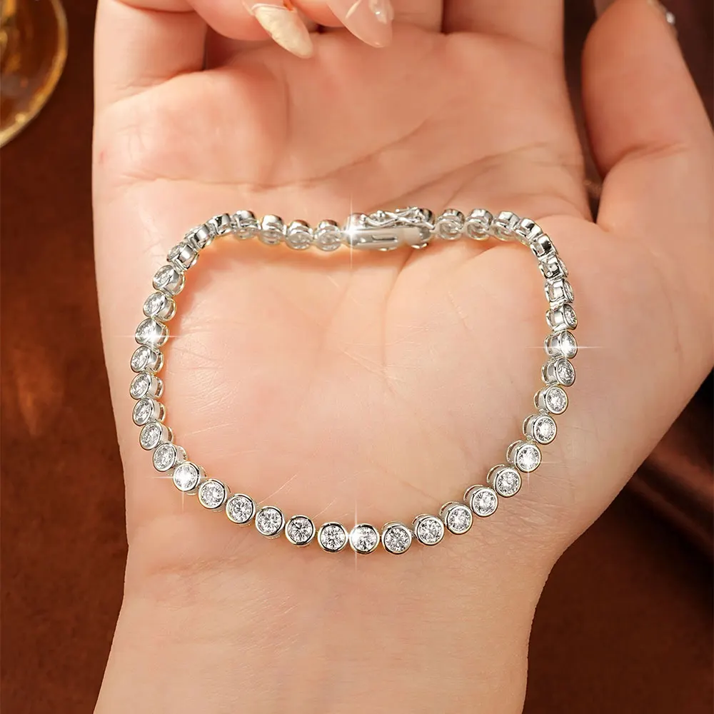 Lnngy 3MM 0,1CT Moissanit-Tennisarmband für Damen, exquisites 14K Gold gefülltes rundes Bubble-Lab-Diamant-Armband, Schmuck – Detail 7