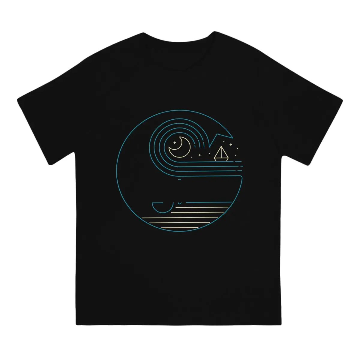 Whale Animal Moonlight Companions Tshirt Homme Men's Tees Polyester T Shirt For Men