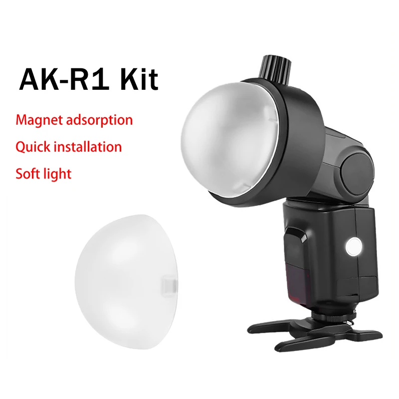 1PC AK-R11 Difusor de Flash de Cabeza Redonda, Accesorio de Repuesto, Cúpula Magnética para Flash AD200 AD200Pro Serie V1 S-R2, Pieza de Repuesto para Cámara