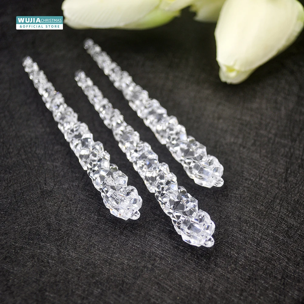 6pcs 15cm Christmas Simulation Icicles Xmas Tree Hanging Ornament Acrylic Fake Ice for Winter Party New Year Decoration Supplies
