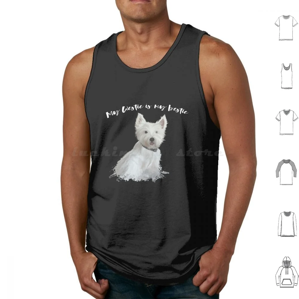 West Highland Terrier ( My Westie Is My Bestie )-Digital Painting Tank Tops Print Cotton Westie Weatie Art Westie